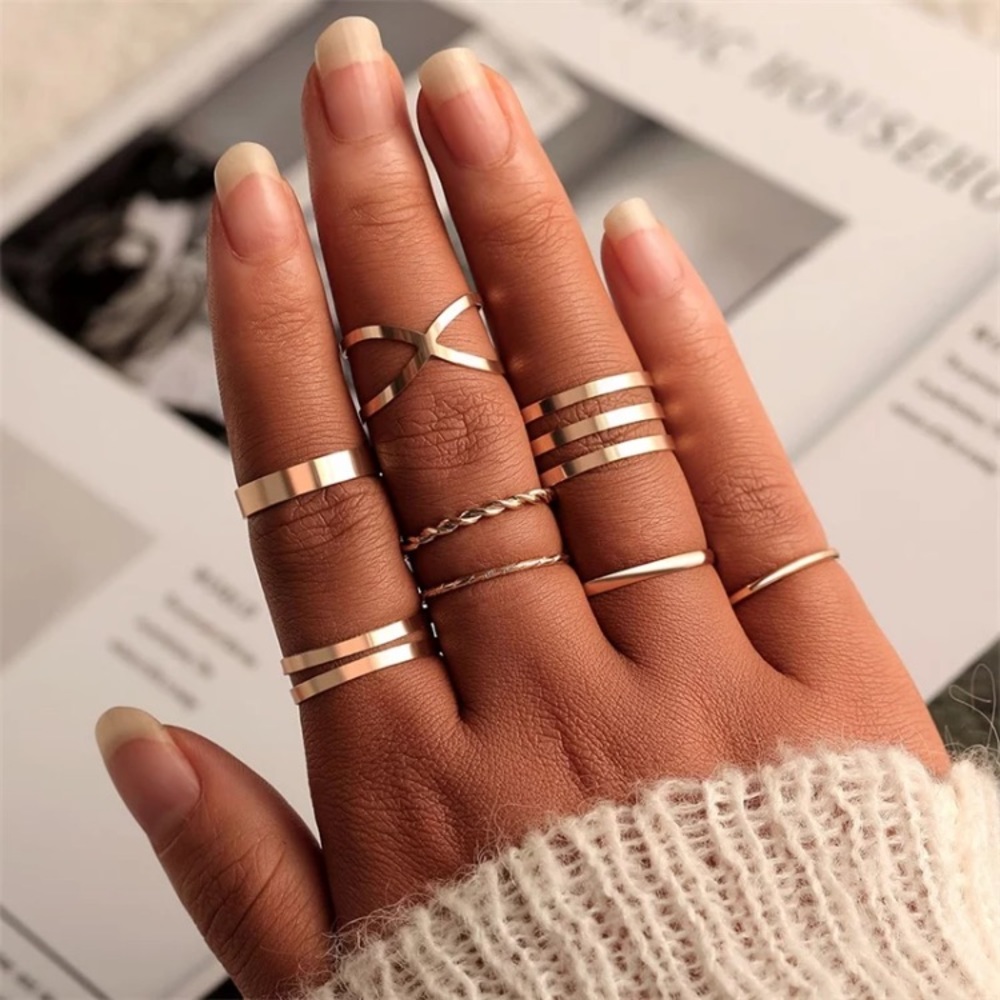 “Diana” Chic Trendy Gold Adjustable Cute Ring Set - Picture 15 of 15